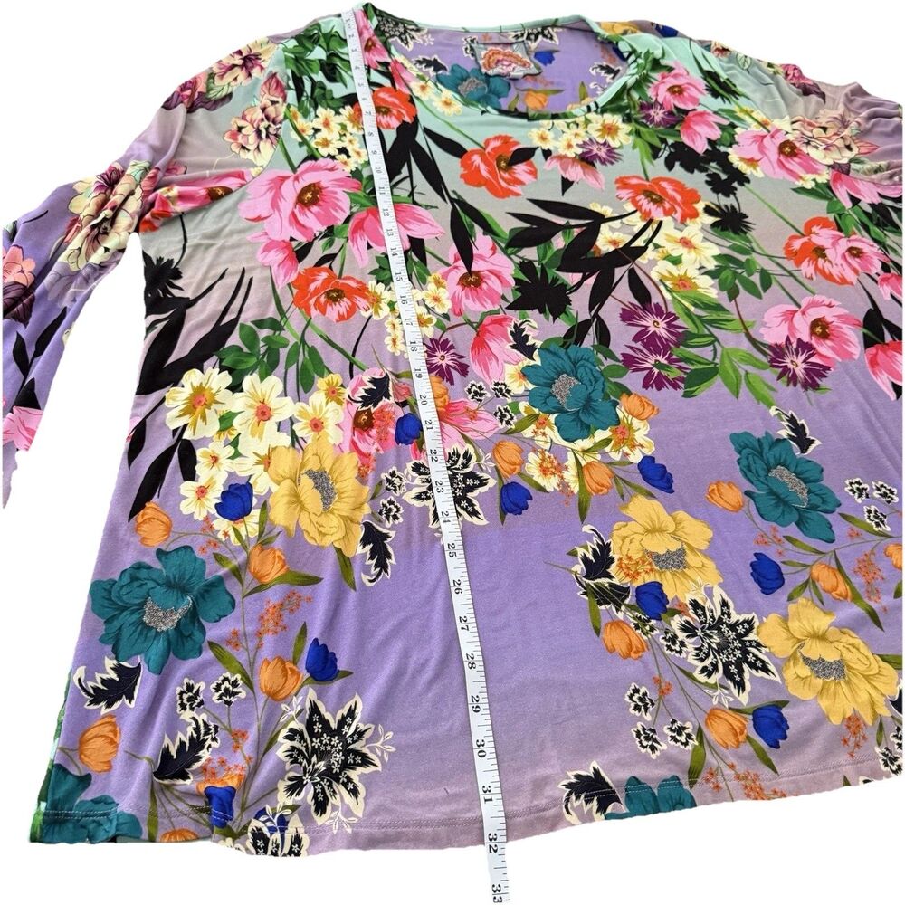 Johnny Was Women’s Top Sz 2X The Janie Favorite Floral Long Sleeve V-Neck Light - Picture 6 of 8